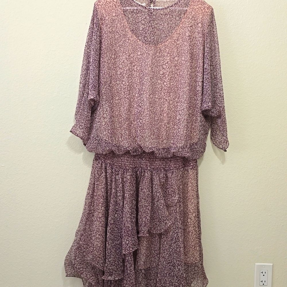 Vintage Spencer Alexis Sheer Long Sleeve Floral‎ Ruffle Skirt 16